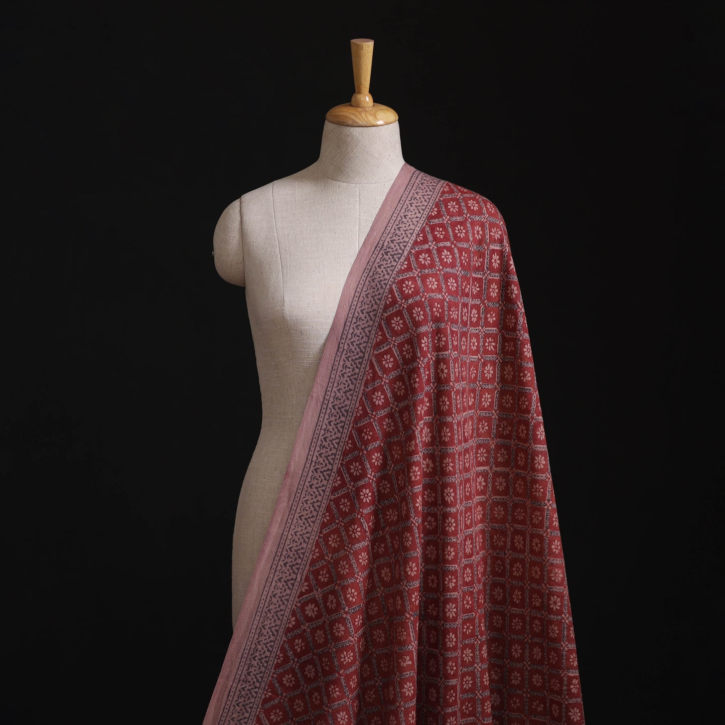 Bagh Hand Block Print Pure Handwoven Merino Wool Natural Dyed Fabric 01