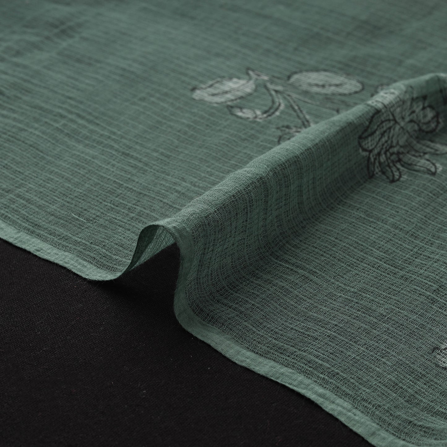Green - Akola Hand Block Print Kota Doria Cotton Fabric 06