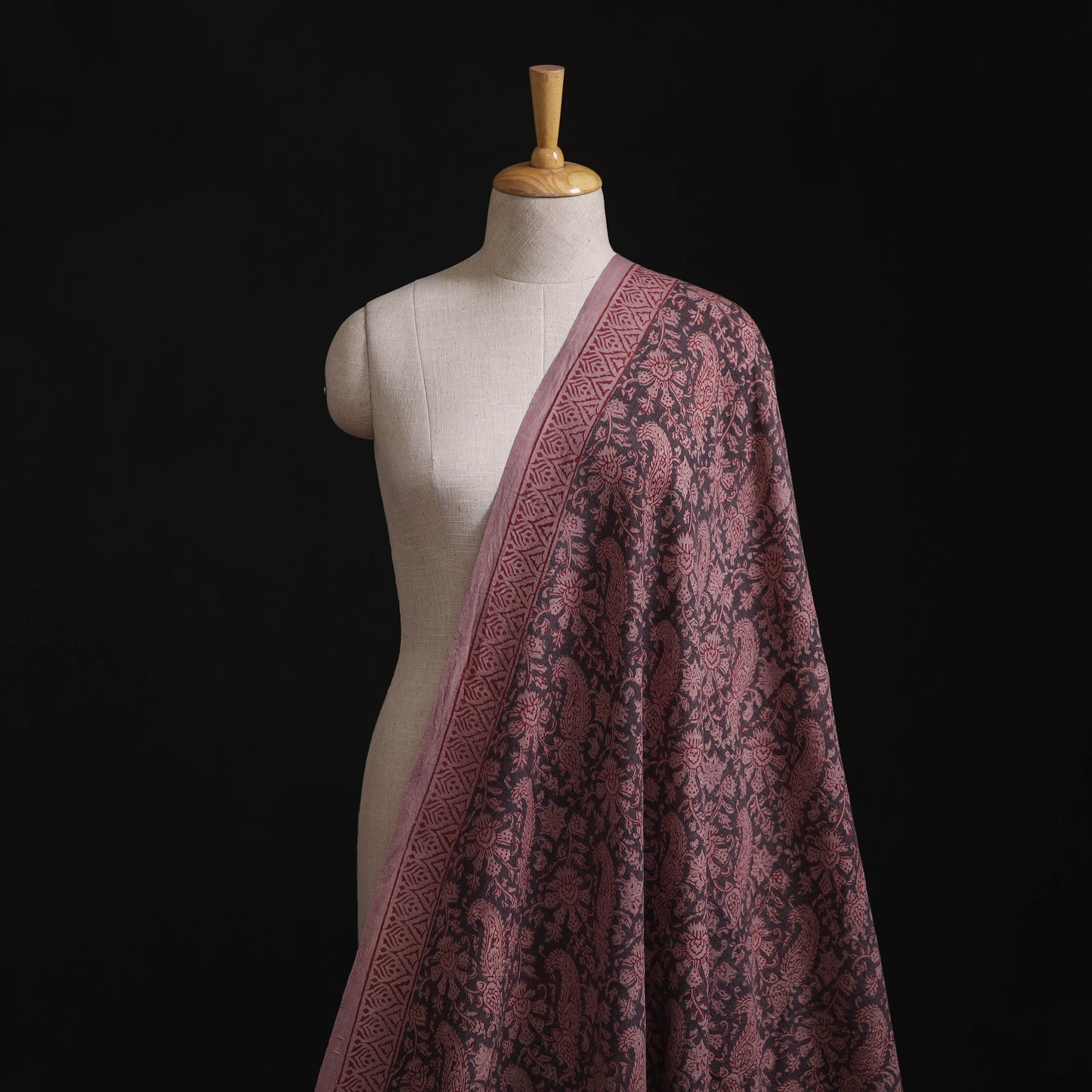 Bagh Hand Block Print Pure Handwoven Merino Wool Natural Dyed Fabric 02
