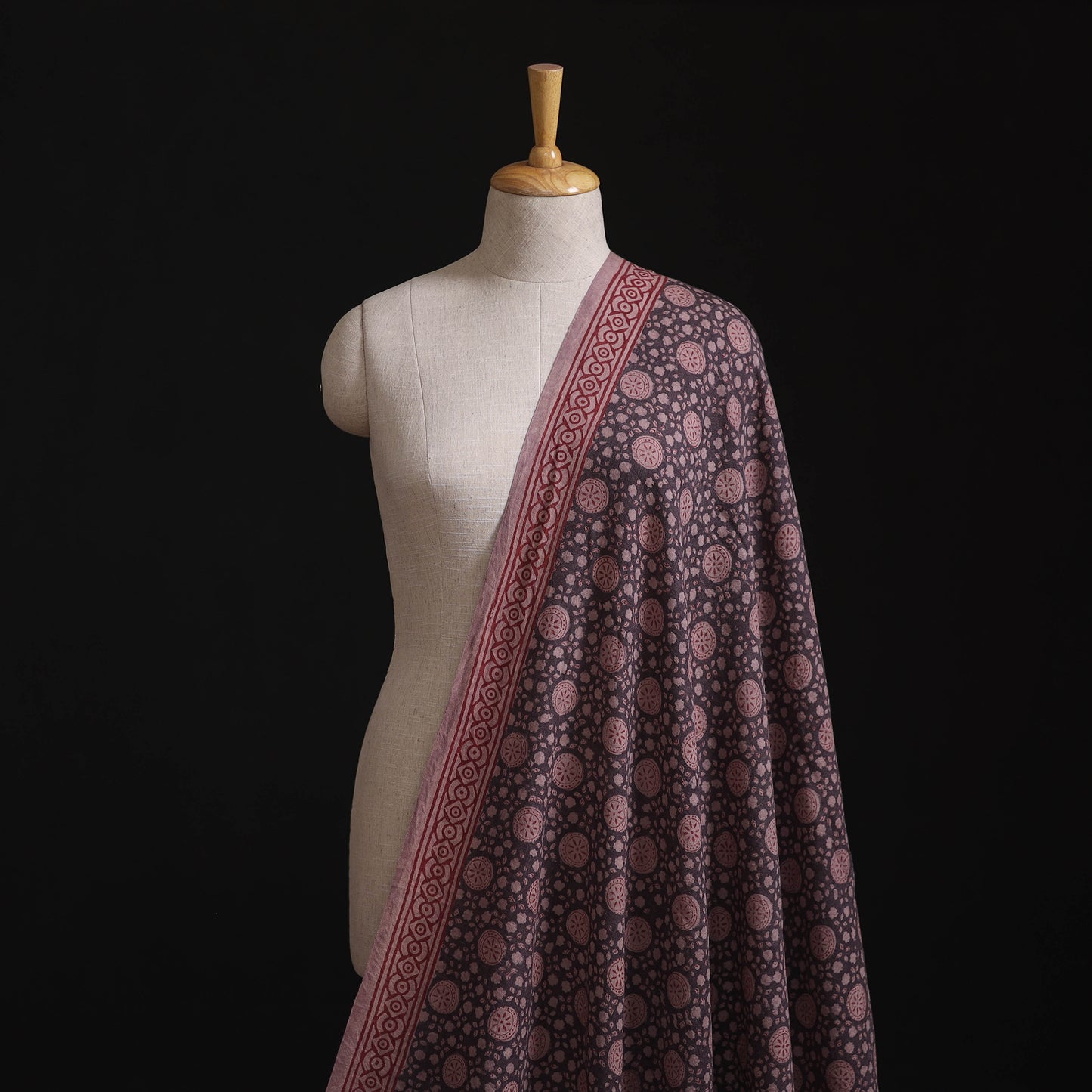 Bagh Hand Block Print Pure Handwoven Merino Wool Natural Dyed Fabric 04