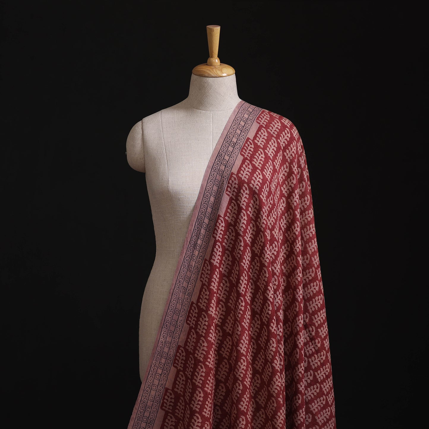 Bagh Hand Block Print Pure Handwoven Merino Wool Natural Dyed Fabric 14
