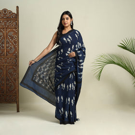  Blue Bindaas Art Natural Dyed Cotton Block Print Saree