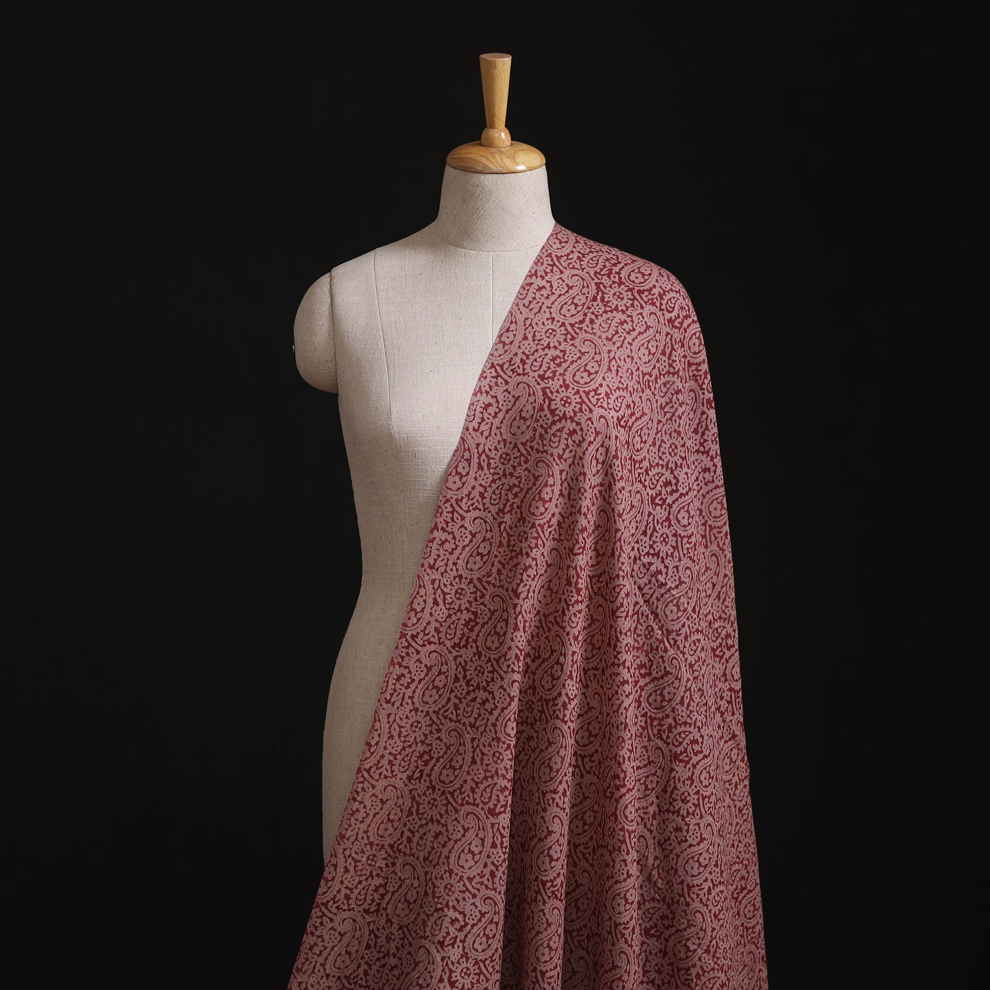 Bagh Hand Block Print Pure Handwoven Merino Wool Natural Dyed Fabric 07