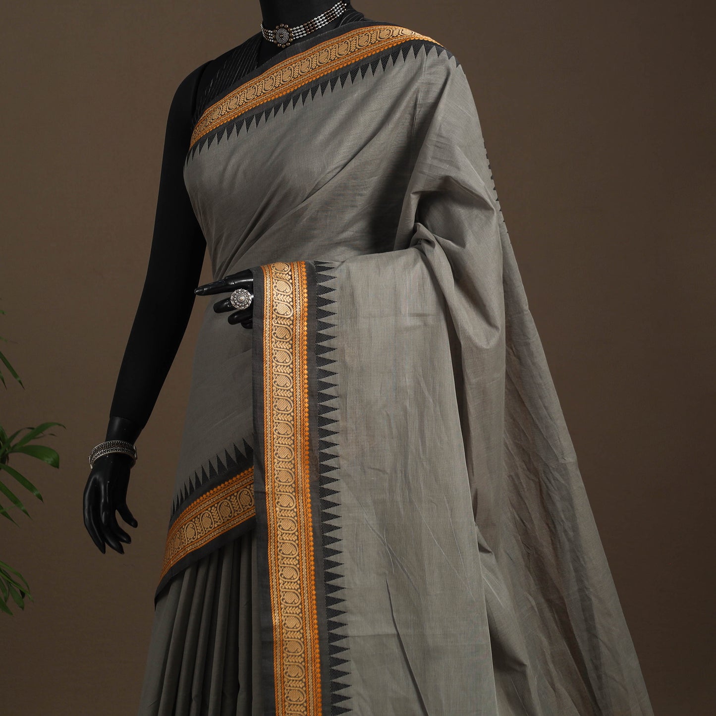 Grey - kandangi chettinad cotton saree with border 67