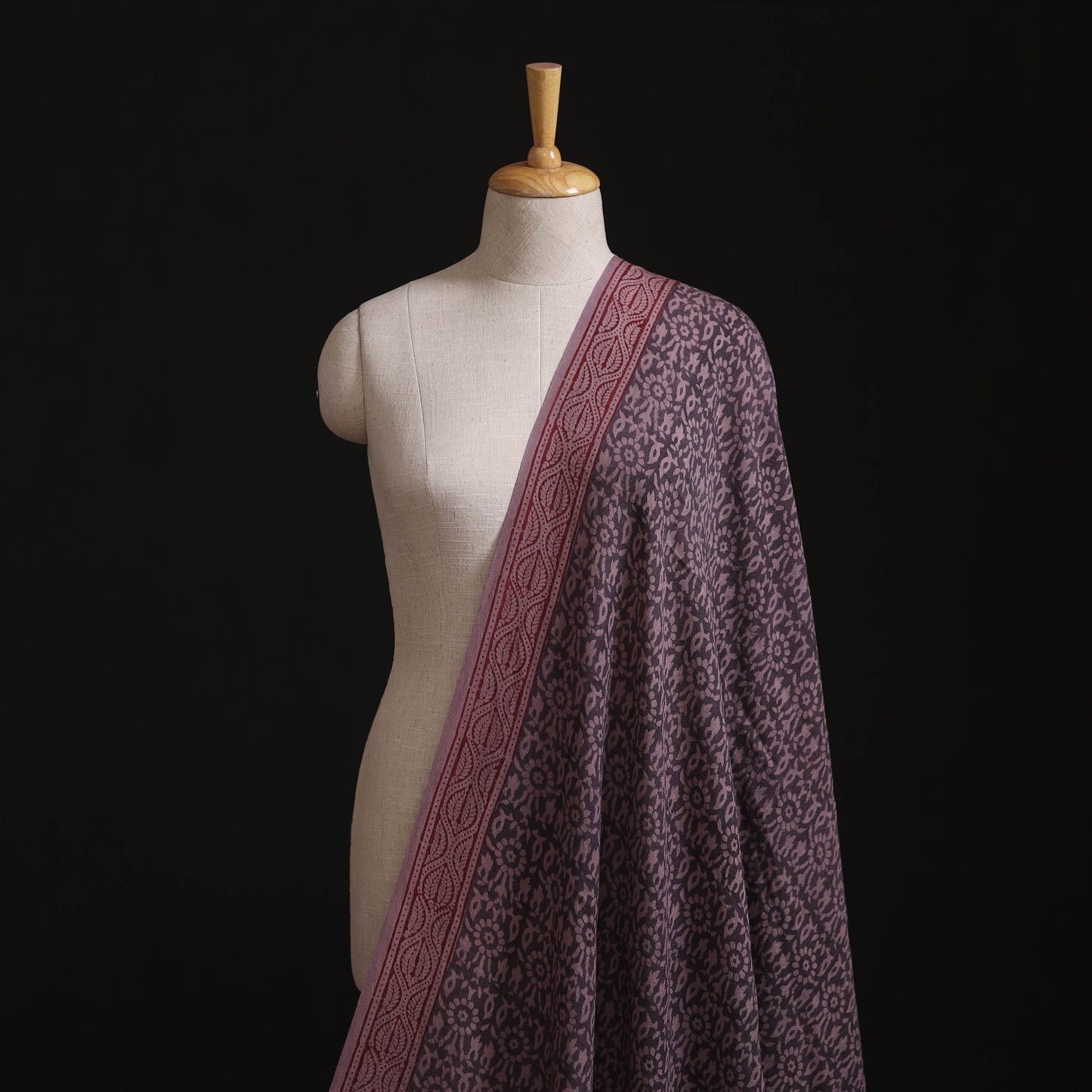 Bagh Hand Block Print Pure Handwoven Merino Wool Natural Dyed Fabric 08