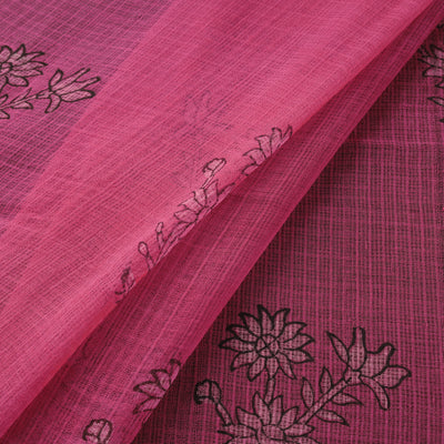 Pink - akola hand block print kota doria cotton fabric 11