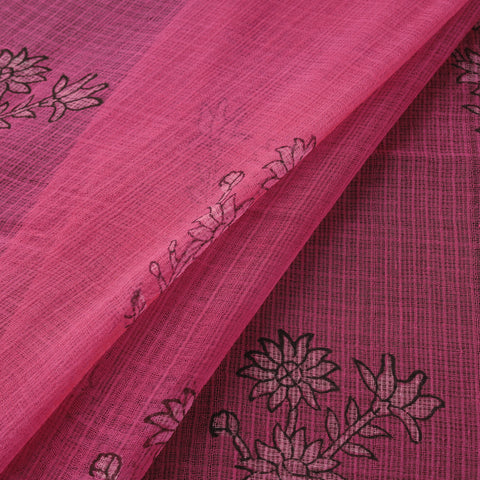 Pink - akola hand block print kota doria cotton fabric 11