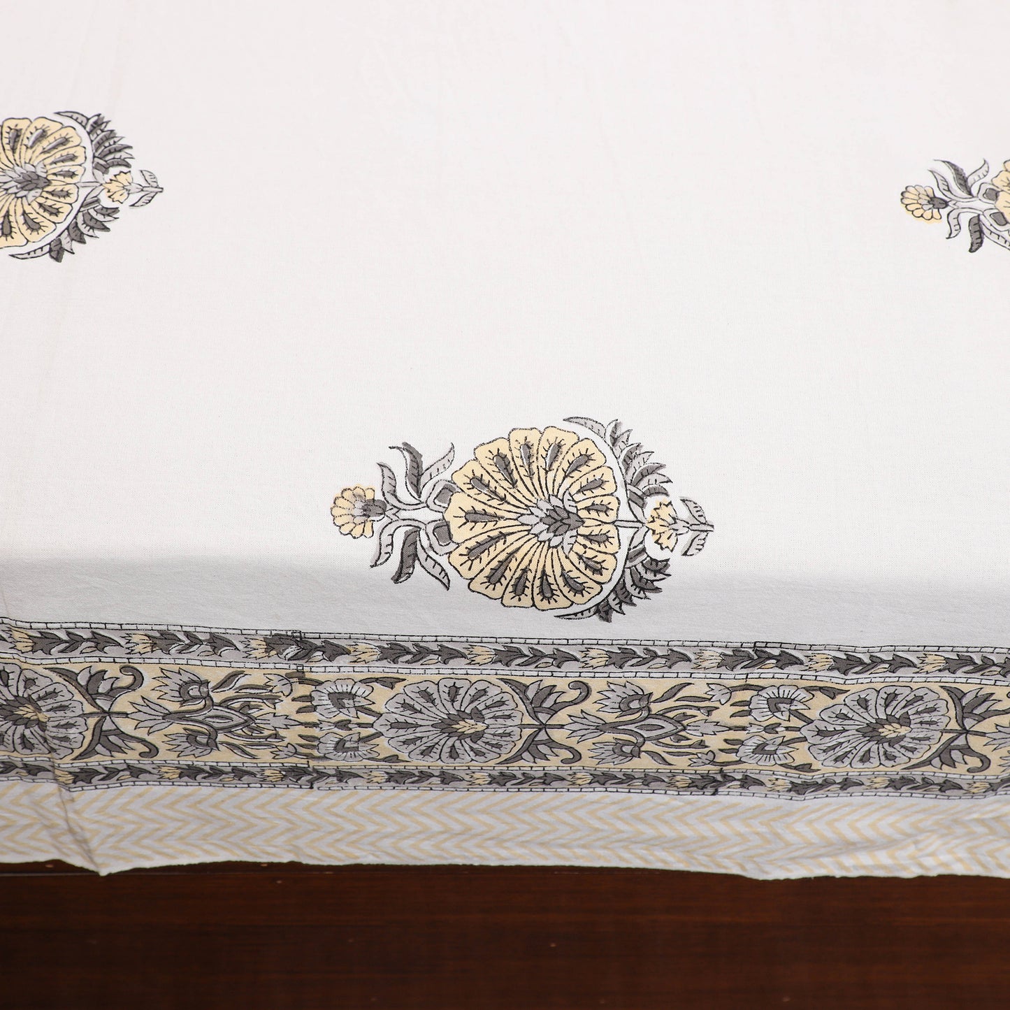 White - Pure Cotton Double Sanganeri Print Bed Cover Set 15