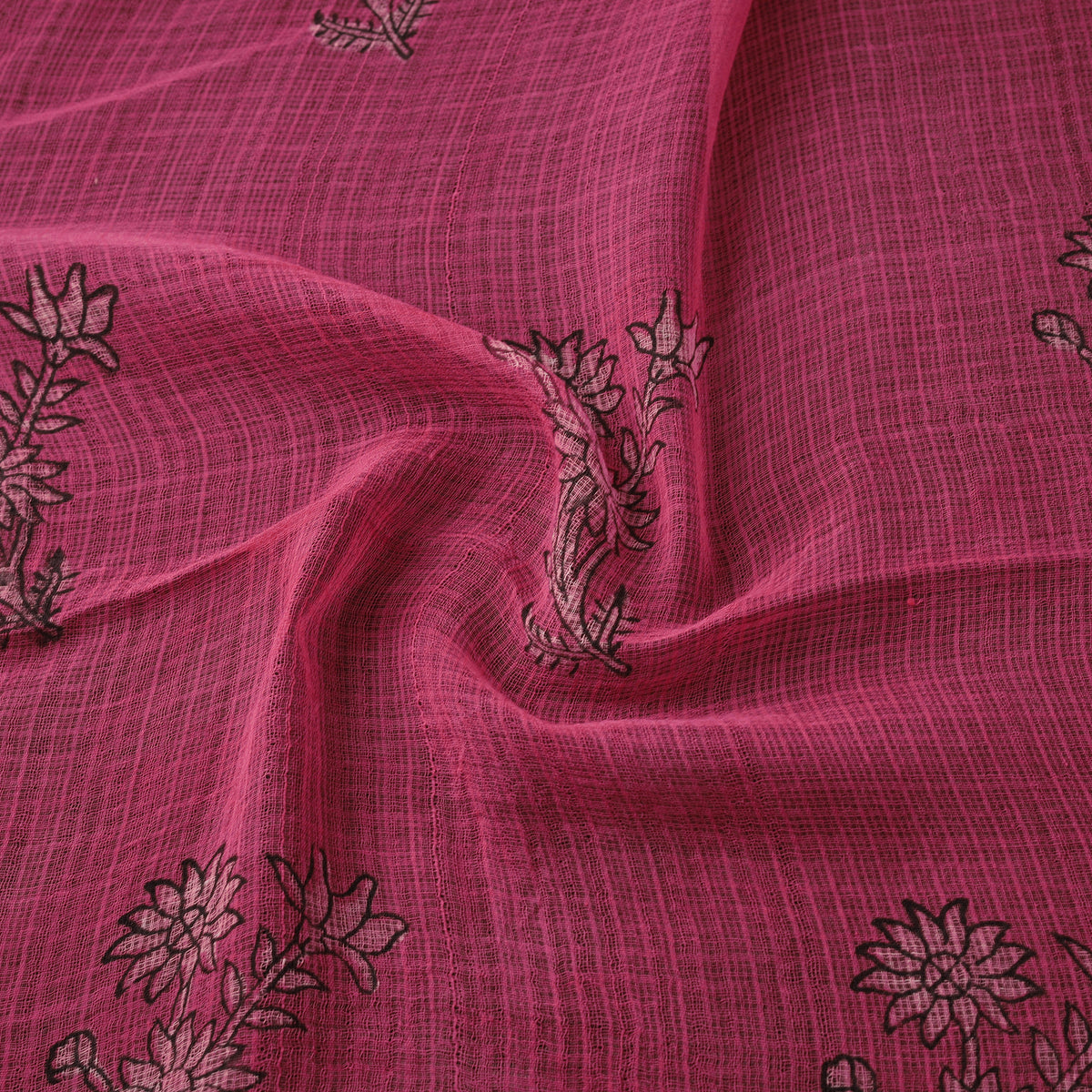 Pink - akola hand block print kota doria cotton fabric 11