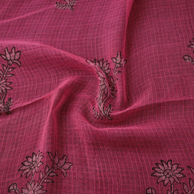 Pink - akola hand block print kota doria cotton fabric 11