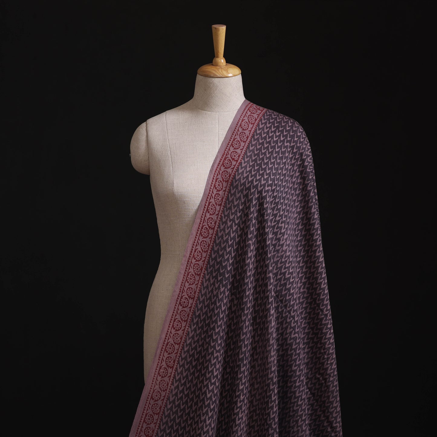 Bagh Hand Block Print Pure Handwoven Merino Wool Natural Dyed Fabric 10