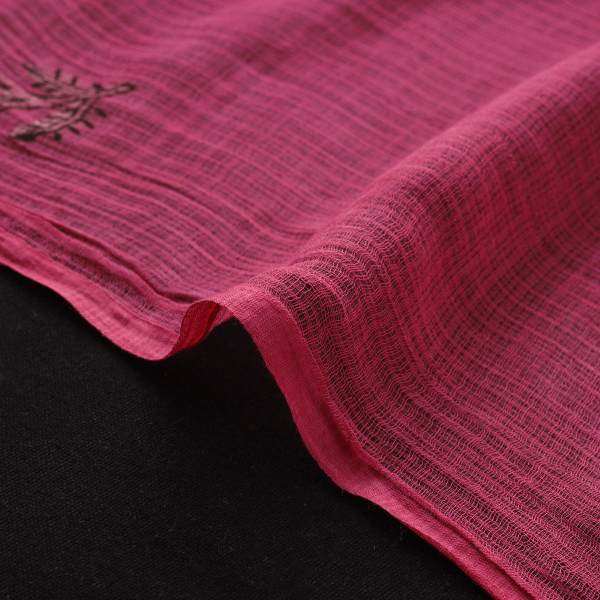 Pink - akola hand block print kota doria cotton fabric 11