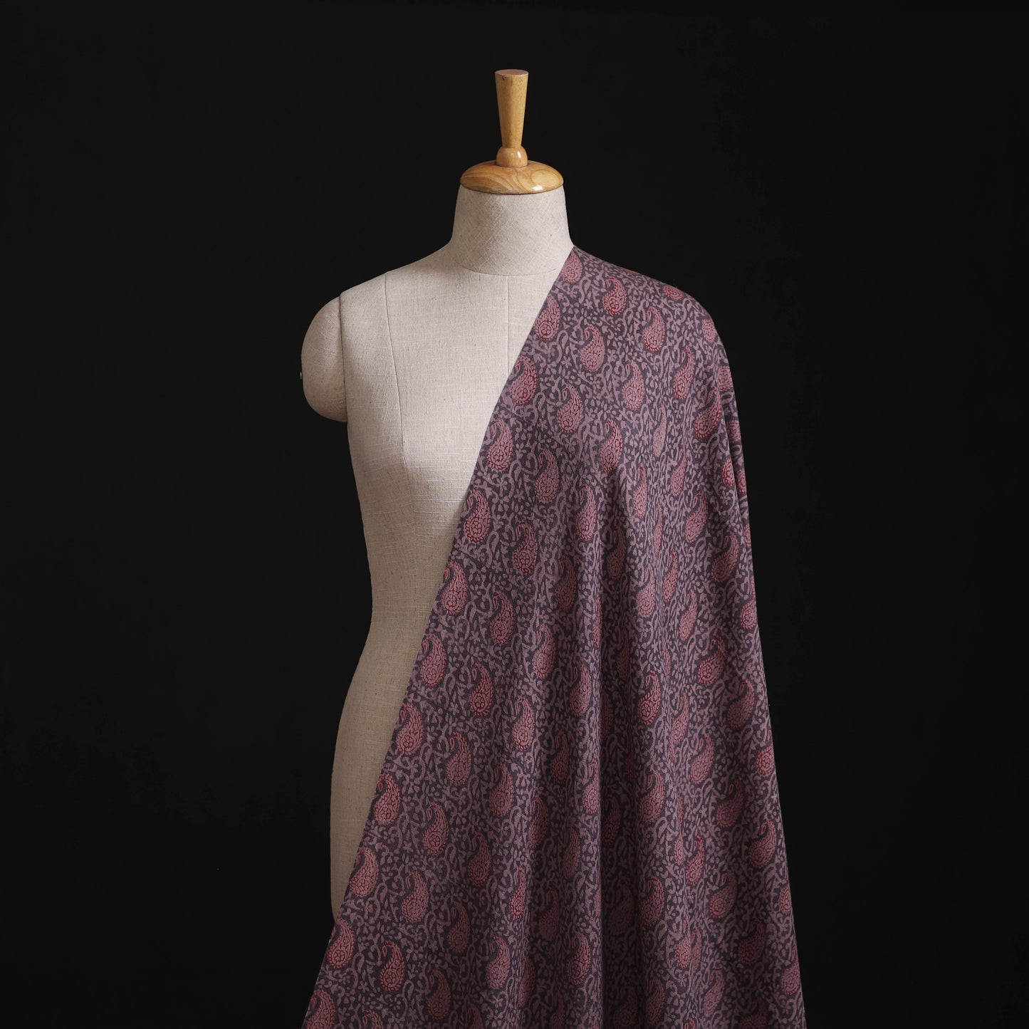 Bagh Hand Block Print Pure Handwoven Merino Wool Natural Dyed Fabric 09