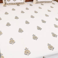 White - Pure Cotton Double Sanganeri Print Bed Cover Set 15