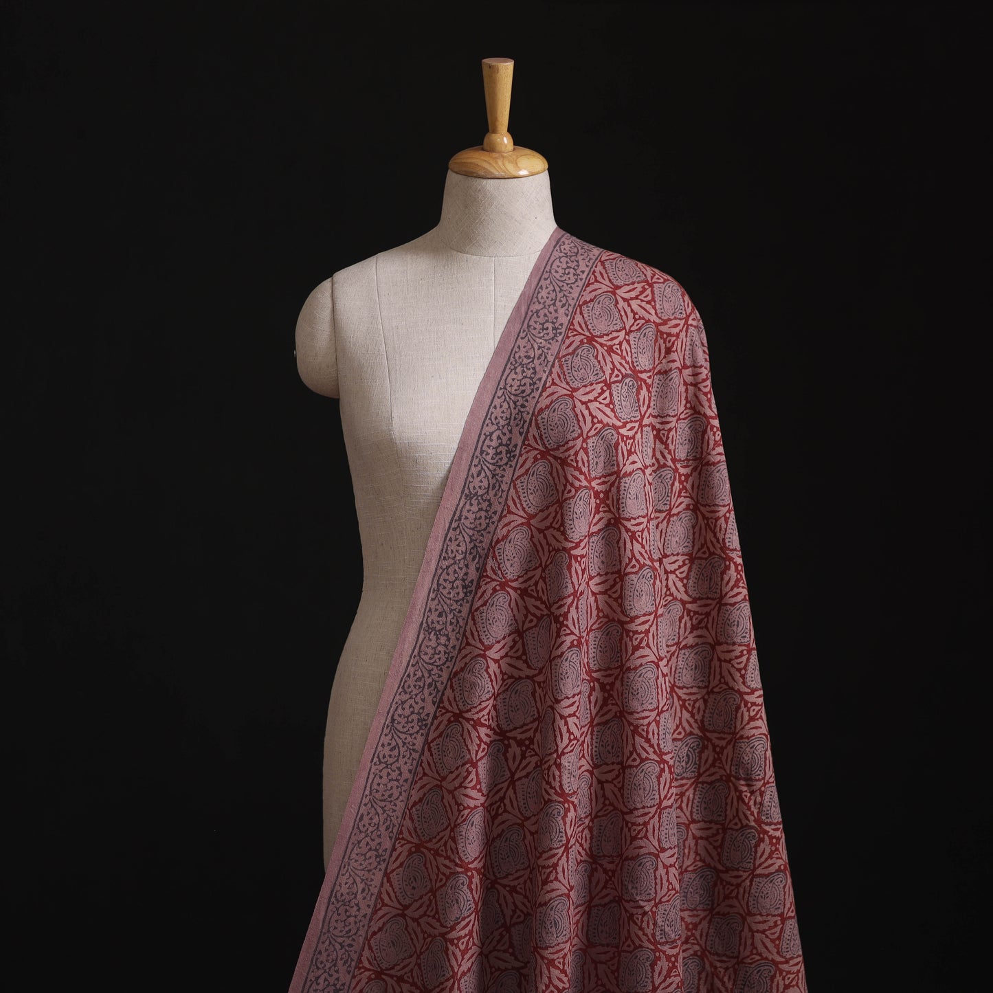 Bagh Hand Block Print Pure Handwoven Merino Wool Natural Dyed Fabric 12