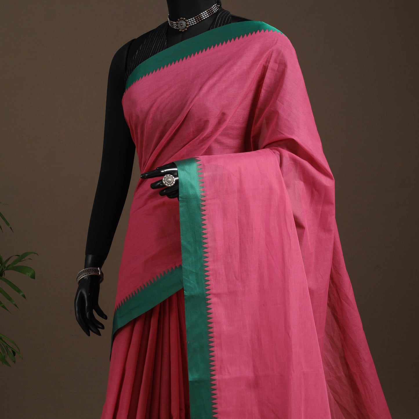 Pink - kandangi chettinad cotton saree with border 68