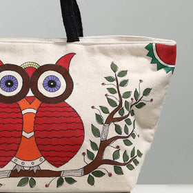  Off White Owl Canvas Cotton Handpainted Shoulder Bag