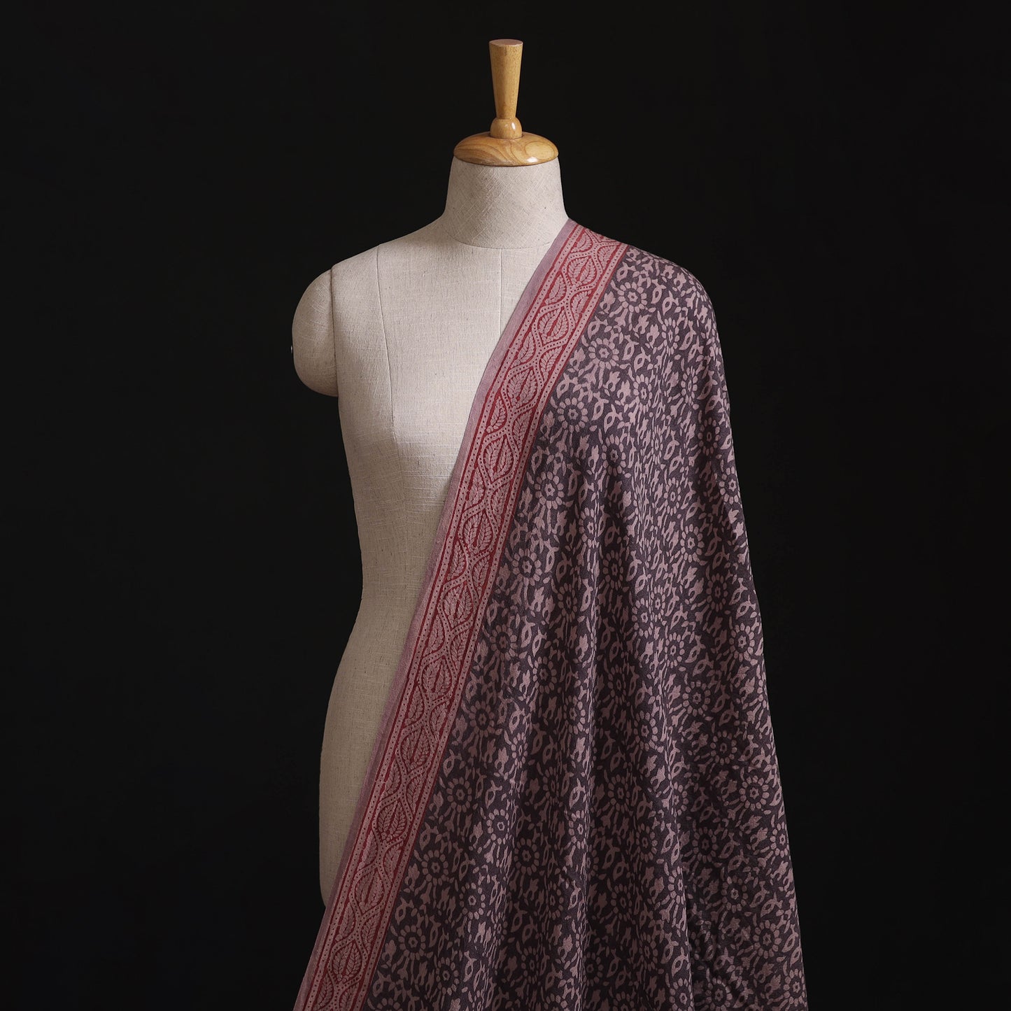 Bagh Hand Block Print Pure Handwoven Merino Wool Natural Dyed Fabric 15