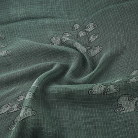 Green - Akola Hand Block Print Kota Doria Cotton Fabric 14