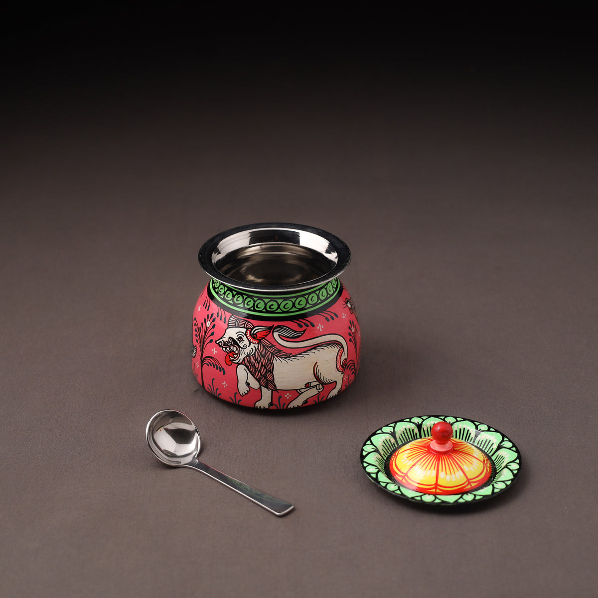 Odisha Pattachitra Handpainted Stainless Steel Ghee Pot 28