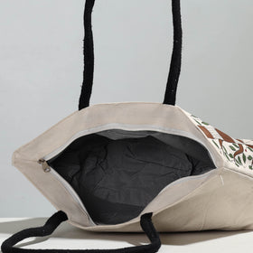 Off White Owl Canvas Cotton Handpainted Shoulder Bag