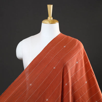Orange - Organic Kala Cotton Handloom Buti Fabric 11