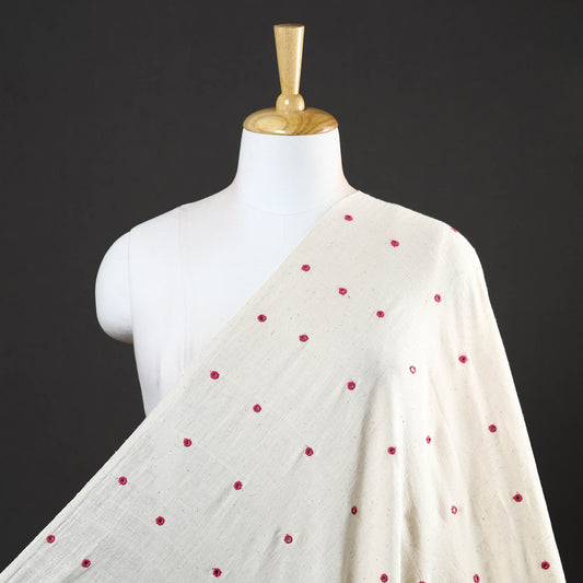White - Organic Kala Cotton Handloom Mirror Work Fabric 01