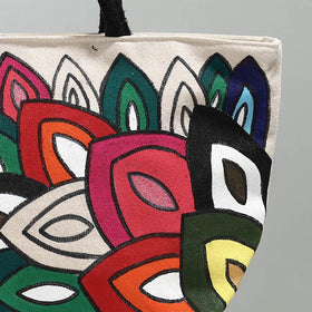 Multicolor Leaves Canvas Cotton Handpainted Shoulder Bag