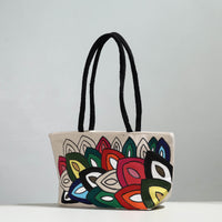 Multicolor Leaves Canvas Cotton Handpainted Shoulder Bag