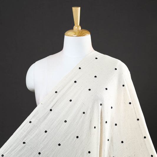 White - Organic Kala Cotton Handloom Mirror Work Fabric 04