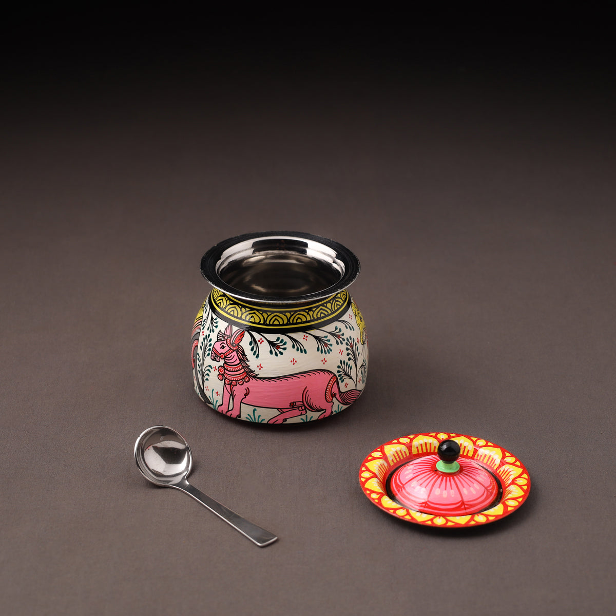 Odisha Pattachitra Handpainted Stainless Steel Ghee Pot 30