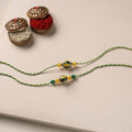 Handmade Blue Pottery & GS Bead Work Bhaiya Bhabhi Rakhi Set 20