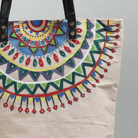 handpainted jute shoulder bag