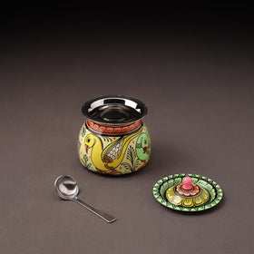 Odisha pattachitra handpainted stainless steel ghee pot