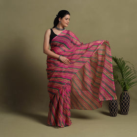  Pink Tie-Dye Kota Doria Cotton Leheriya Saree