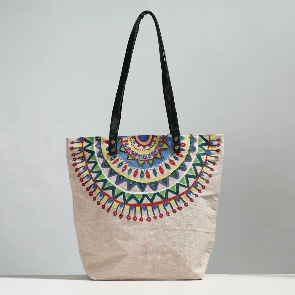 handpainted jute shoulder bag