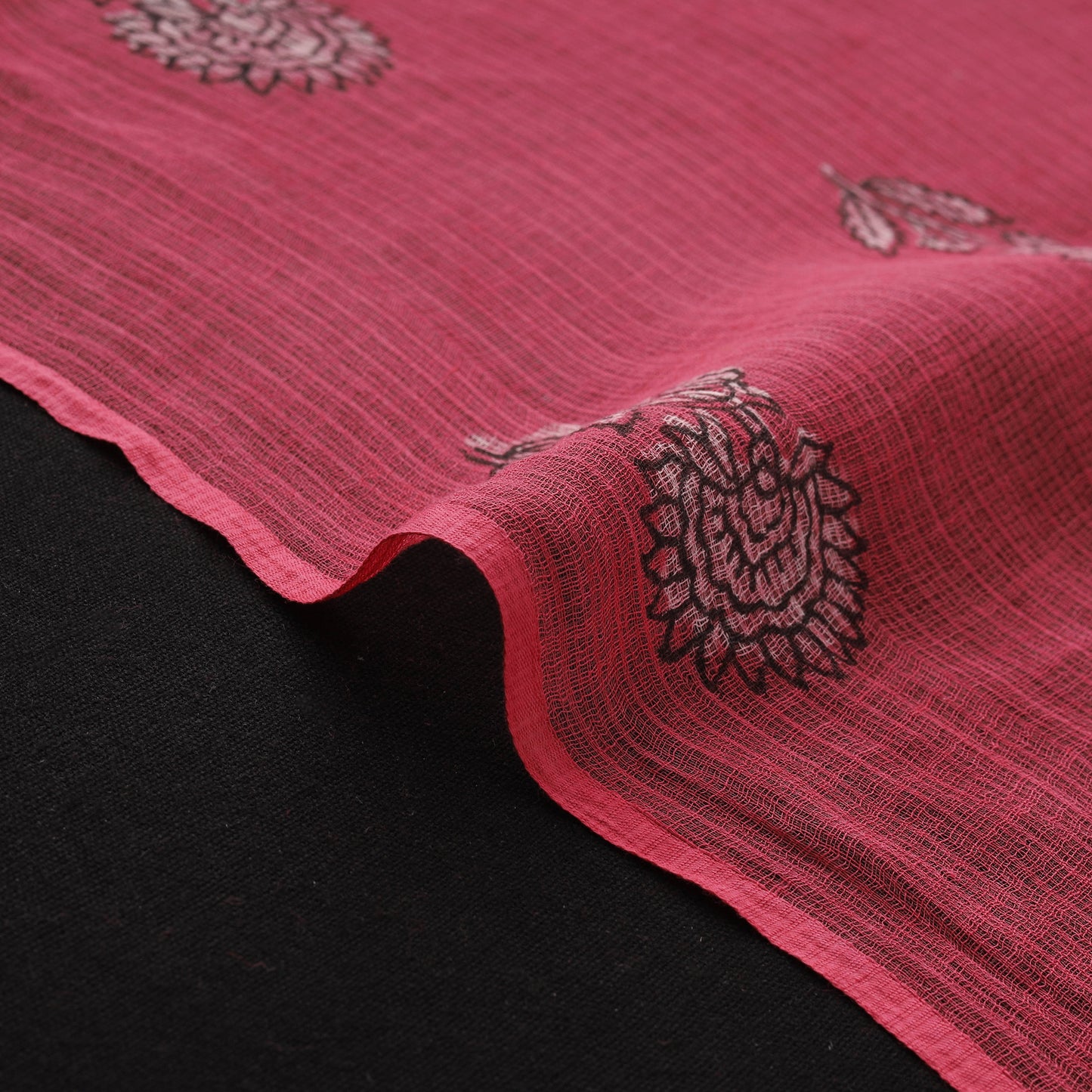 Pink - Akola Hand Block Print Kota Doria Cotton Fabric 17