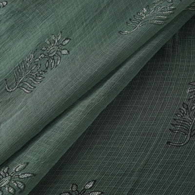 Green - Akola Hand Block Print Kota Doria Cotton Fabric 18