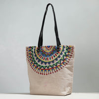 handpainted jute shoulder bag