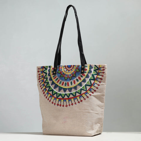 handpainted jute shoulder bag