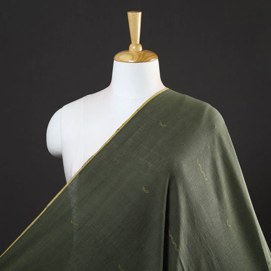 Green - Organic Kala Cotton Handloom Buti Fabric 07