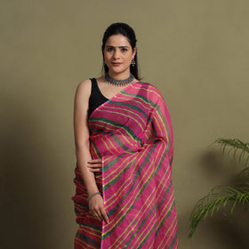 Pink Tie-Dye Kota Doria Cotton Leheriya Saree