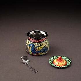 Odisha pattachitra handpainted stainless steel ghee pot