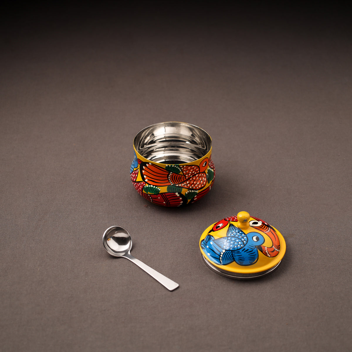 Bengal Patua Handpainted Stainless Steel Ghee Pot 11