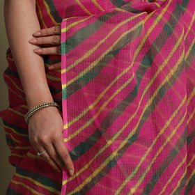  Pink Tie-Dye Kota Doria Cotton Leheriya Saree