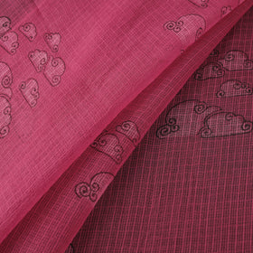 Pink - akola hand block print kota doria cotton fabric 19