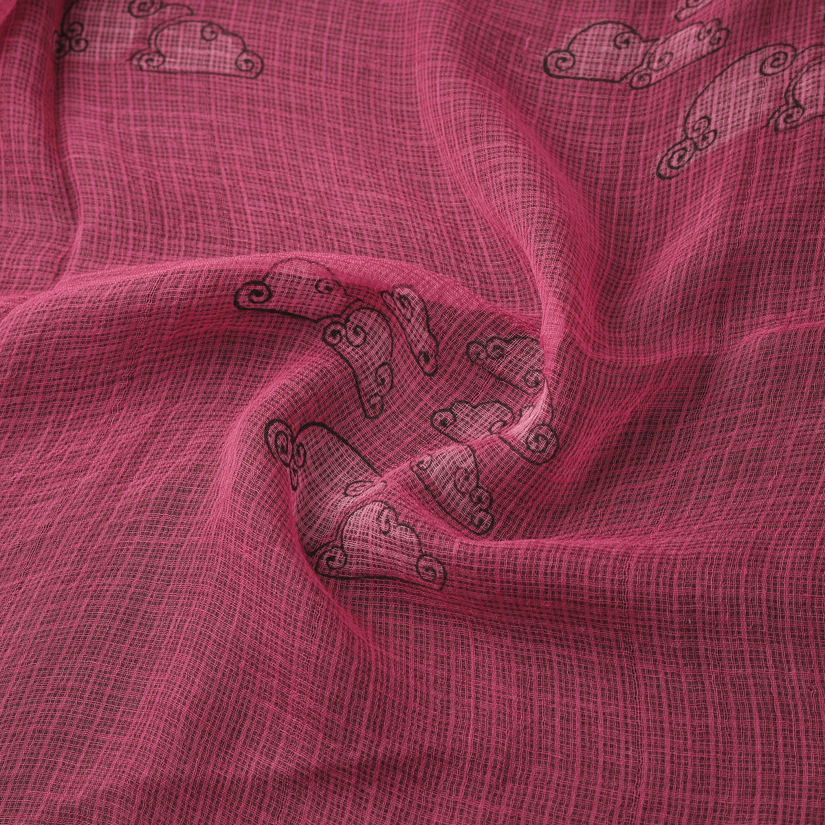 Pink - akola hand block print kota doria cotton fabric 19
