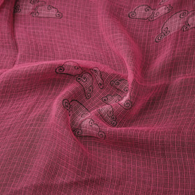 Pink - akola hand block print kota doria cotton fabric 19