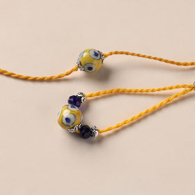 Handmade Blue Pottery & GS Bead Work Bhaiya Bhabhi Rakhi Set 23