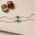 Handmade Blue Pottery & GS Bead Work Bhaiya Bhabhi Rakhi Set 25
